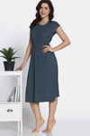 Zivame 2 Mile Fashion Knit Poly Mid Calf Length Nightdress - Stormy Weather — thumbnail 3